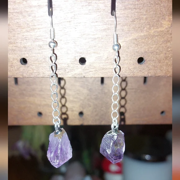 Amethyst Long Drop Earrings - Picture 3 of 4